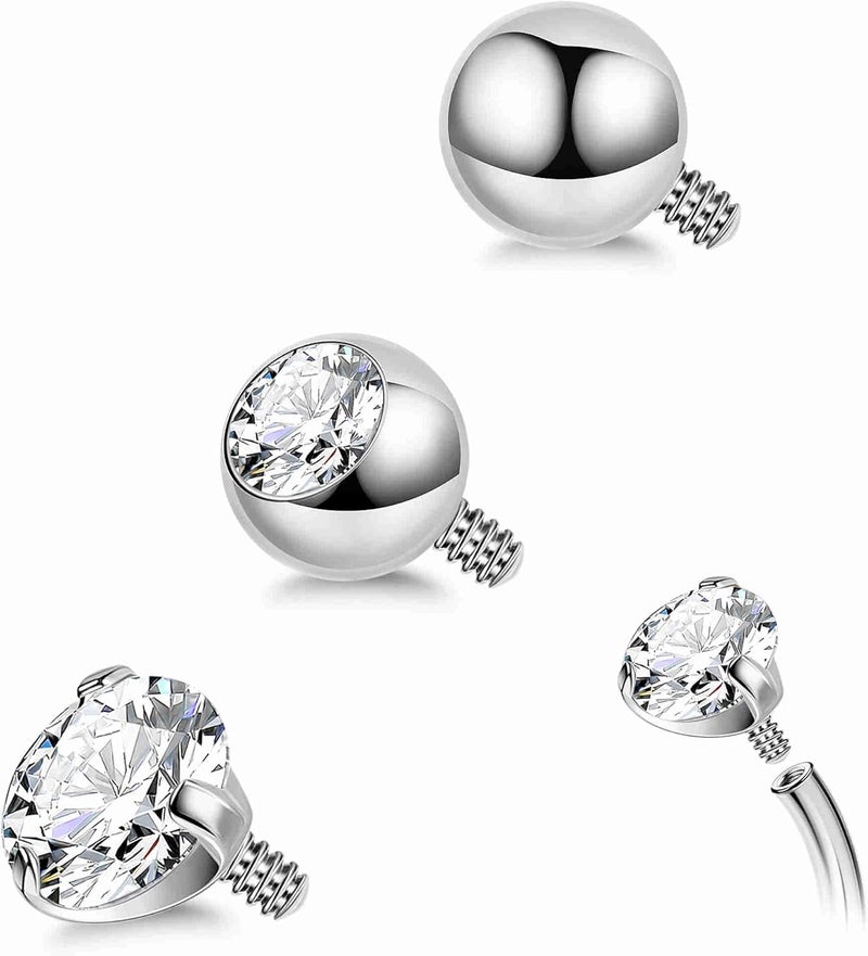 Masedy 3PCS 14G Titanium Replacement Balls for Piercing Internally Threaded Belly Button Piercing CZ Nipple Tongue Industrial Ring Top Piercing Jewelry Parts 5mm - Image 1